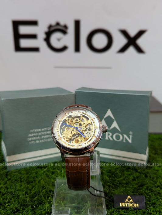 Fitron Skeleton Automatic - Silver Case & Gold Skeleton Dial